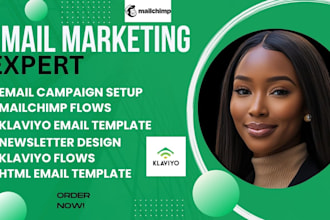 setup mailchimp, klaviyo email campaign flows HTML email template newsletter