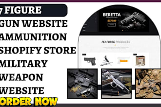 design gun website firearm shopify fire ammunition store military weapon website