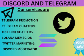 discord chat telegram chat, twitter marketing discord chatter telegram moderator