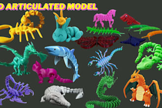 design cute 3d printable articulated toy flexi animal toy bjd toy keychain