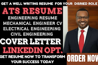 write ats engineering resume for civil, mechanical, electrical, IT, and tech, CV