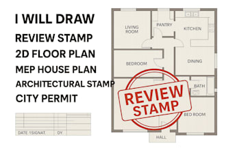 draw review stamp 2d floor plan mep house plan architectural stamp city permit