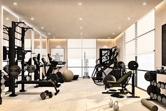 transform gym interior, home gym layout remodel, gym equipment model, cgi video