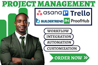 setup ninox proofhub project management  buildertrend trello automation asana va