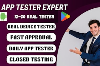 provide 12 app testers 20 app testers for your android ios app game app review