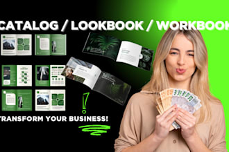 design product catalogue, catalog design, freebie, workbook, on canva, indesign