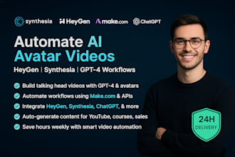 ai avatar video synthesia heygen gpt4 talking head content automation make com