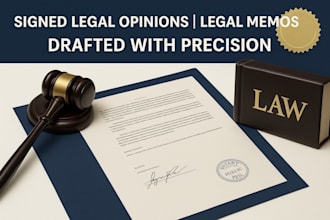 draft signed legal opinions, memoranda, professional legal documents with stamp