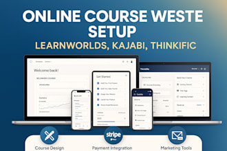 setup learnworlds online course site design thinkific kajibi learnworlds online