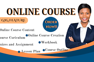 create online course content, lesson plan, curriculum, online course