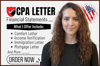 audit financial statement, sign us CPA income verification letter for loan lease