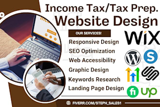 design income tax website, tax preparation, finance landing page design,redesign