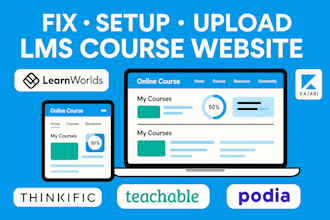 fix setup learnworlds kajabi thinkific teachable podia lms online school website