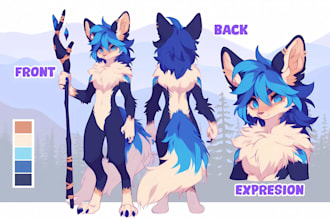 draw a clean expressive furry draw a clean, expressive furry oc reference sheet
