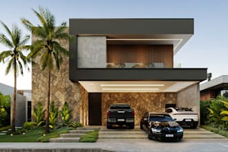 visualize building concept, remodel realtor property,brick villa, 3ds max,garage