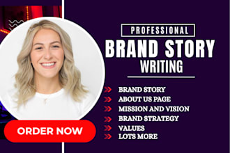 write brand story, mission statement, about us page, biography, brand strategy