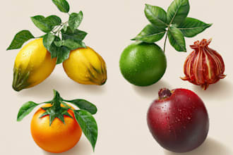 draw realistic plants, vegetables, fruits