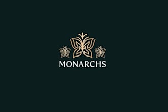design stately monarch queen butterfly crown logo