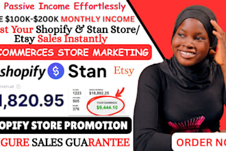 setup shopify store promotion,stan store marketing ,boost store sales,etsy seo
