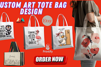 create custom art tote bag designs shopping bags for etsy shops
