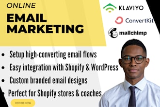 setup klaviyo convertkit mailchimp in email flows for shopify and coaches