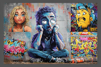 draw graffiti designs murals and wall art or skateboards