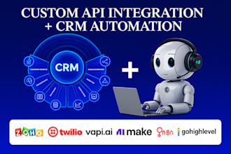 integrate custom api in zoho crm, vapi ai, twilio, makecom, ghl, n8n and chatbot