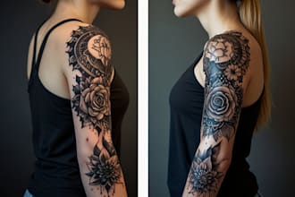 do sleeve tattoo design, realistic tattoo design