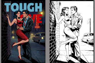 draw retro vintage comic illustration, romance comic, pop art, vintage posters