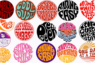 draw bold typography logo design circle style