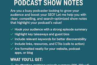 deliver podcast show notes on time