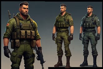 draw 2d game art military character design