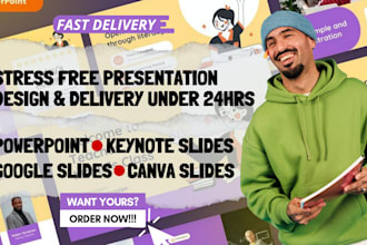 design powerful powerpoint, keynote, prezi, canva or google slides presentation
