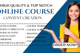 create online course course, curriculum, course outline, workbook, lesson plan