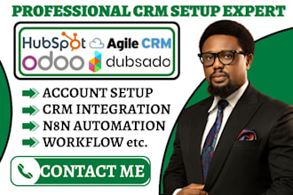 setup hubspot agile crm act odoo crm workflow maximizer dubsado integration va