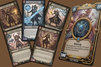 design trading card templates, ccg tcg cards,  illustration cards for board game