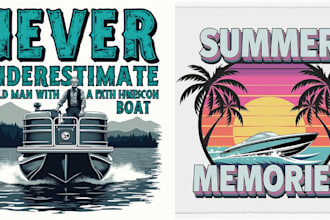 design retro t shirt summer boat jet ski logo