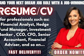 write a finance resume for banker,financial adviser,ccf,cco,financial analysts