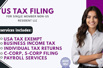 file US tax returns 1040, 1120, 1065, 5472 for individuals and llc, llc tax, cpa