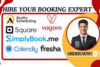 set up acuity, calendly, fresha, vagaro, honeybook, square appointment