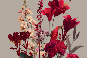 draw botanical illustrations of flowers, plants and fruits