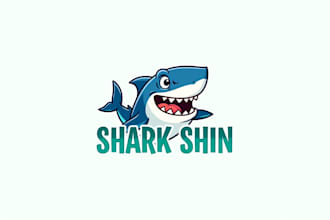 design shark mascot logo with express deliver