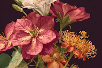 create custom botanical illustration, concept art, sketches for