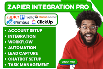 setup zapier integration trello homeadvisor clickup jobnimbus chatbot automation
