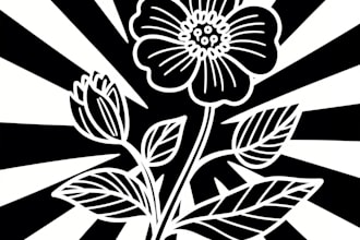 draw botanical and flower one line art illustration