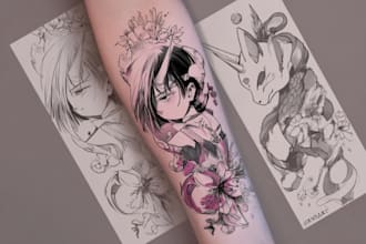 make custom anime manga tattoo design