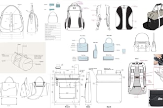 design your bag, handbag, backpack,wallet, and luggage, and make a tech pack