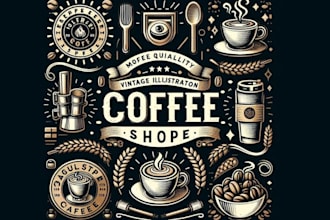 make high quality vintage coffee shop logo with free source file