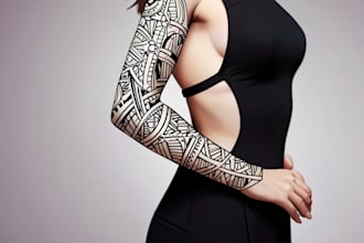hand draw a full sleeve tattoo design unique modern