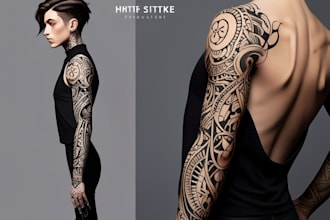 create sleeve tattoo design in geometric style